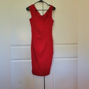 Laundry Red Crepe Asymmetrical Bodycon Dress